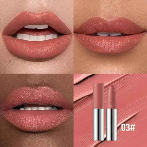 Warm Terracotta Matte Lipstick Crayon ? Waterproof Long Lasting Lip Liner Pencil, High Pigment Creamy Velvet Lipstick, Non-Drying Lip Color for Women, 03#