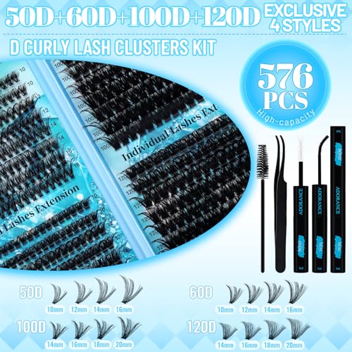 Adorance Lash Clusters Kit 576pcs – DIY Eyelash Extensions with Bond
