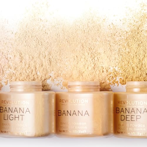 Revolution, Loose Baking Powder, Makeup Setting Powder, Long-Lasting Coverage, Mattifies & Reduces Shine, Banana Deep, 1.12 oz
