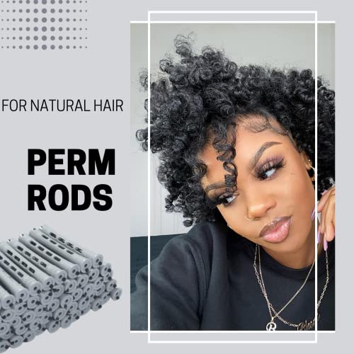 60pcs Perm Rods Hair Rollers Small 0.59in Curlers Gray