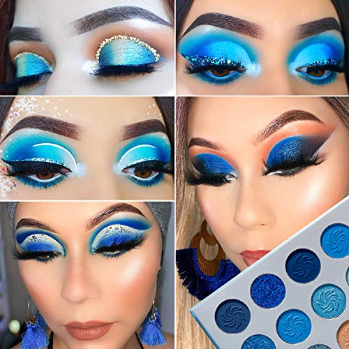 DE'LANCI Space Blue Eyeshadow Palette - 15 Colors