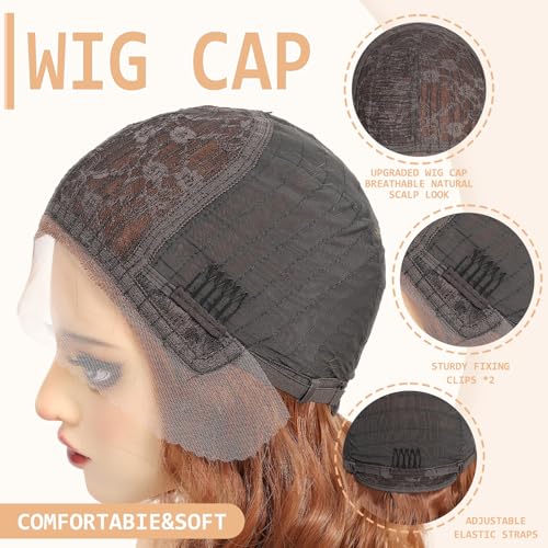 Short Brown Wavy Bob Wig for Women - 14 Inch Lace Front Hair