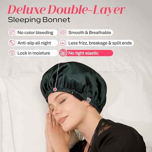 CoolMate Adjustable Satin Silk Bonnet for Sleeping Women, Tie Double Lined Silk Bonnet for Women Long Hair