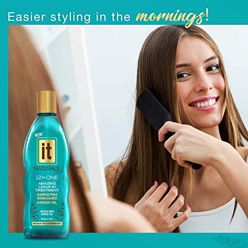 12-in-One Amazing Leave-In Hair Treatment - Infused with Keratin and Argan Oil for Silky Soft Hair and Added Shine - Conditioner Strengthens and Protects Dry & Damaged Hair - It Naturals