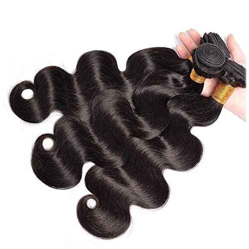 22 24 26 Inch Human Hair Bundles Color #1b Human Hair Brazilian Body Wave Bundles Unprocessed Virgin Hair Soft And Healthy