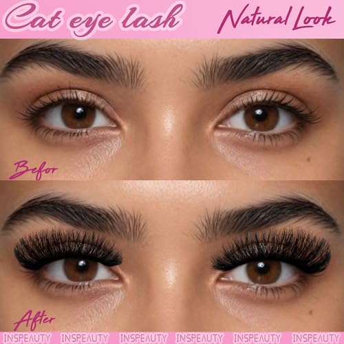 Mink Lashes 20mm Faux Mink Lashes Cat Eye Big Long False Eyelashes Dramatic Soft 3D Volume 20 Pairs Strip Eyelashes Pack by INSPEAUTY