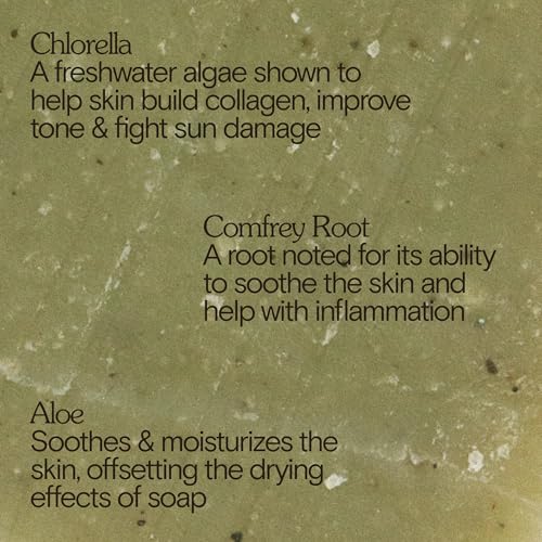 Bathing Culture, Natural Organic Soap Bar for Body, Exfoliating Bar Soap, Infused with Chlorella, Comfrey Root & Aloe, Natural, Biodegradable, Vegan Personal Care, 4.58 oz, 127 g