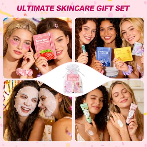 110 PCS Spa Party Supplies for Girls, Includes Face Masks, Hand Cream, Lip Balm, Eye Patches, Lip Mask & Soap Sheets, Ideal Bulk Sleepover & Birthday Party Favors for Women & Girls