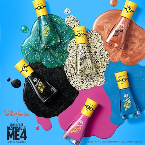 Sally Hansen Insta-Dri® X Despicable Me, Gogglicious & Deeply Despicable, Quick Dry, Long Lasting, Streak-Free Shine, Glitter and Metallic Black Nail Polish Duo