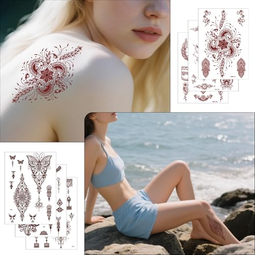 20 Sheet Brown Henna Tattoo Stickers Kit