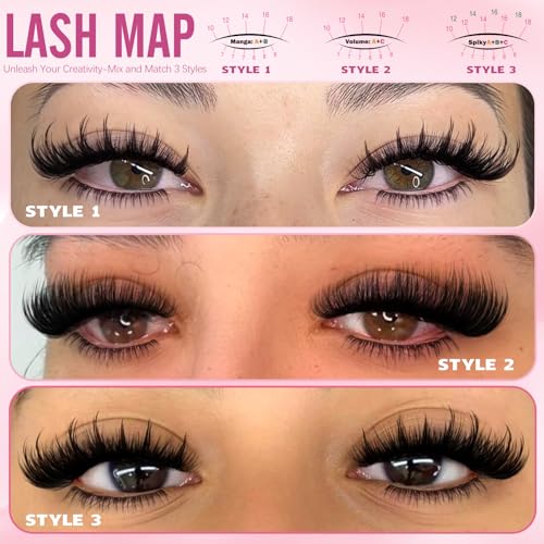 ALICE Flaunt Lash Clsuters Eyelash Clusters, Fluff Lash Extensions Anime Spiky Eyelash Extensions, Fairy Manga Volume Individual Lashes with Bottom Lashes 8-18mm SIY Separate it Yourself