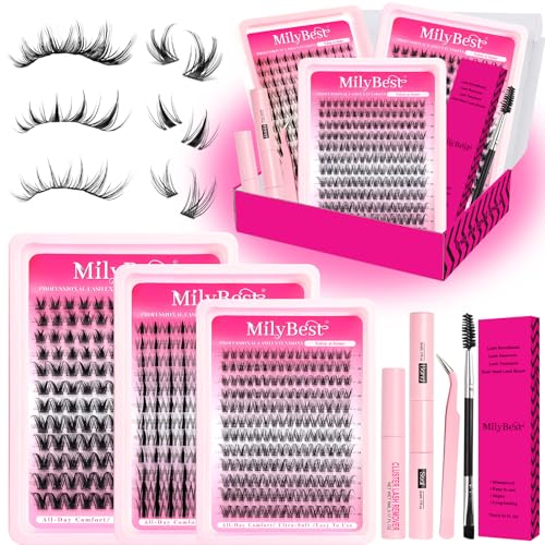 MilyBest New 3 Styles Lash Kit - 456 Pcs Wispy Eyelash Clusters & Extensions