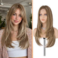 Haloo Brown Blonde Wig with Curtain Bangs - Lace Front 24 Inch