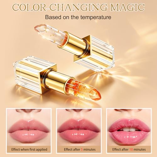 Crystal Jelly Lipstick Set, Temperature Color Changing Lip Balm, 2 PC