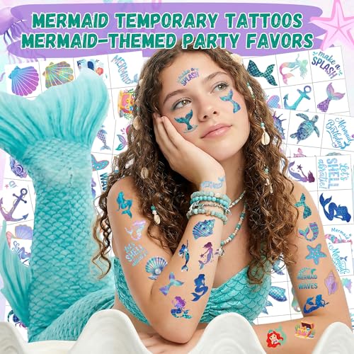 96 Mermaid Temporary Tattoos - Party Favors & Stickers