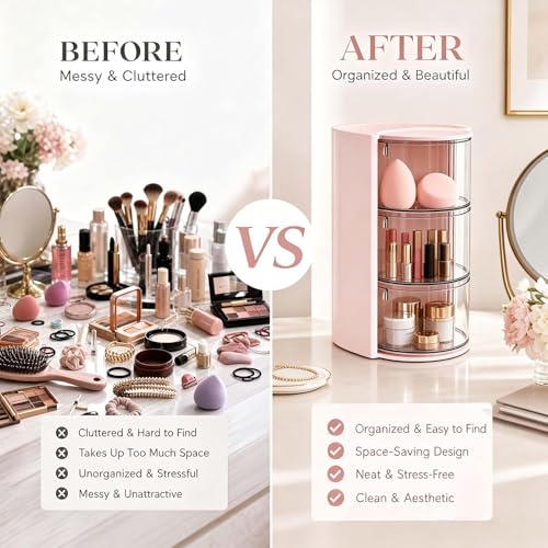 3-Tier Rotatable Hair Accessory Organizer - Clear & Compact