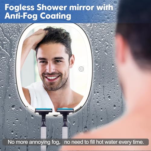 COSMIRROR Fogless Shower Mirror with LED Lights & Razor Holder