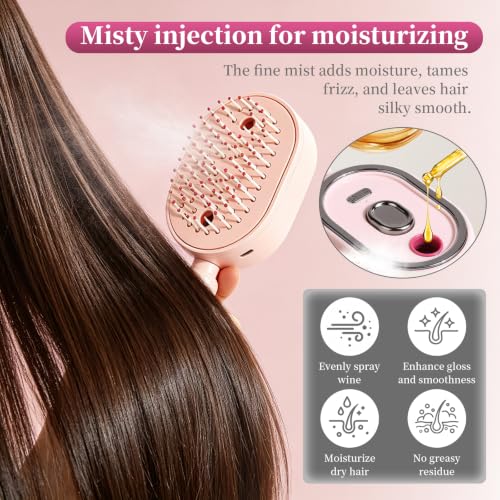 Rechargeable Electric Spray Hair Brush with Scalp Massager