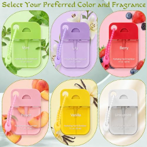 Frienda 24 Pack Hand Sanitizer Spray with Silicone Lanyard, 62% Alcohol, 30 ml