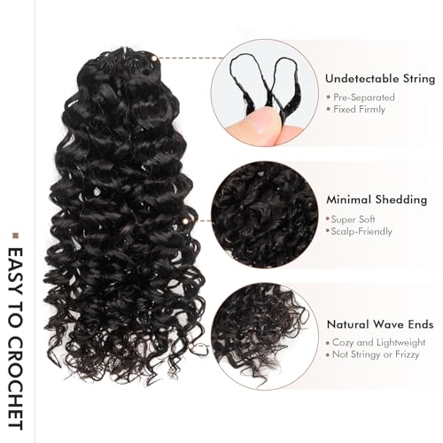 ToyoTress Kinky Curly Crochet Human Hair - 10 Inch 50G Feather-Line Invisible Knotless Crochet Human Hair For Black Women Natural Color Braiding Hair (10 Inch, 1B-50G)