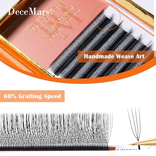DeceMars 4D U-Shaped Eyelash Extensions - 1400 Premade Fans