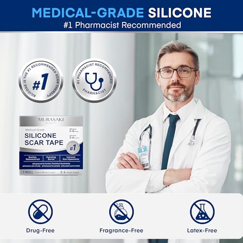 Silicone Scar Sheets for Surgical Scars, 1.6¡È x 60¡È Roll, Medical Grade Silicone Scar Tape for C-Section, Keloid & Hypertrophic Scars, Reusable Scar Strip, 1 Pack