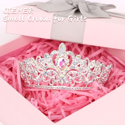 Silver AB Rhinestone Crown Cake Topper for Girls