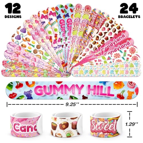 96-Piece Candyland Party Favors Set - Slap Bracelets & Tattoos