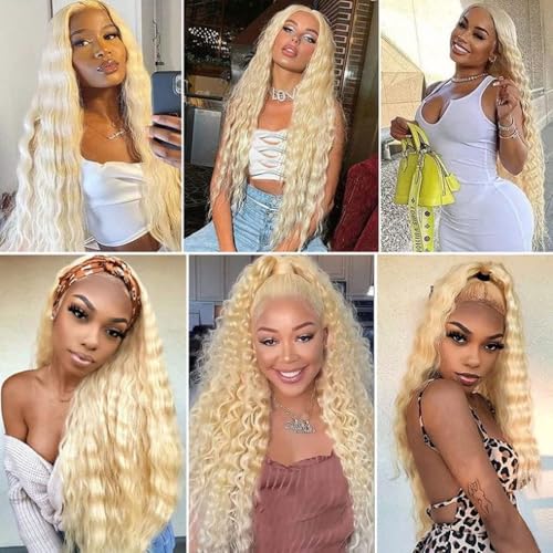 613 Blonde Deep Wave Human Hair Bundles 3pc