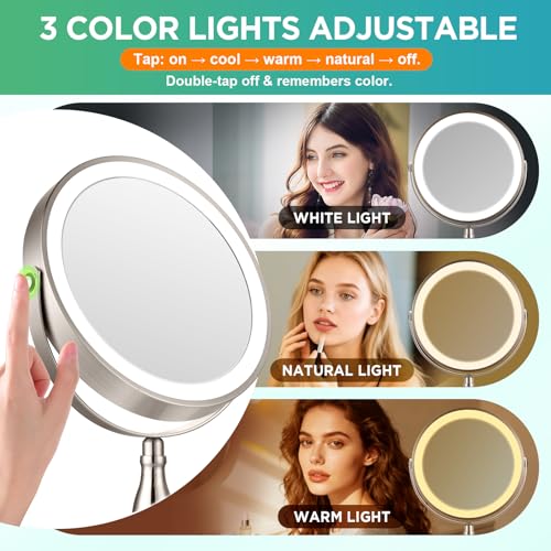 20x Magnifying Makeup Mirror with Light - DASLAVA 3-Color Modes