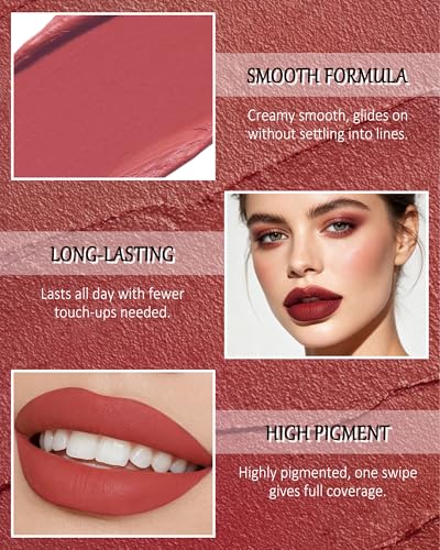 Matte Velvet Lipstick - 6 Colors, Waterproof Long Lasting