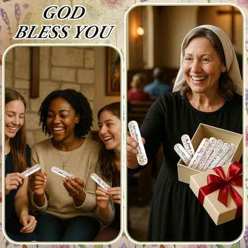 50 Pcs Christian Gifts for Women Bulk Christian Nail File Bulk Mini Bible Scripture Emery Board Nail Files Religious Appreciation Gifts for Employee Teacher Staff Coworker Women (Wildflower)