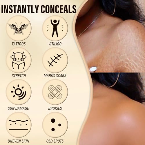 Waterproof Body Makeup Concealer with Brush - Long Lasting, No Transfer, All Skin Tones, 100ML Bronze
