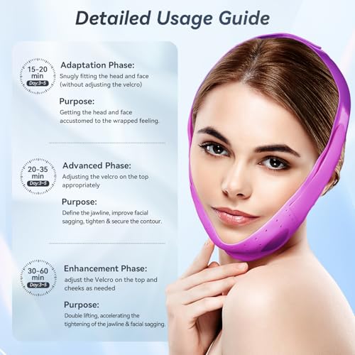 Chin Strap Soft Silicone V-Line Lifting Mask, Reusable Face Lift for Women Men Anti Snoring Devices for Home Working Travel Yoga (Royal Purple) 01