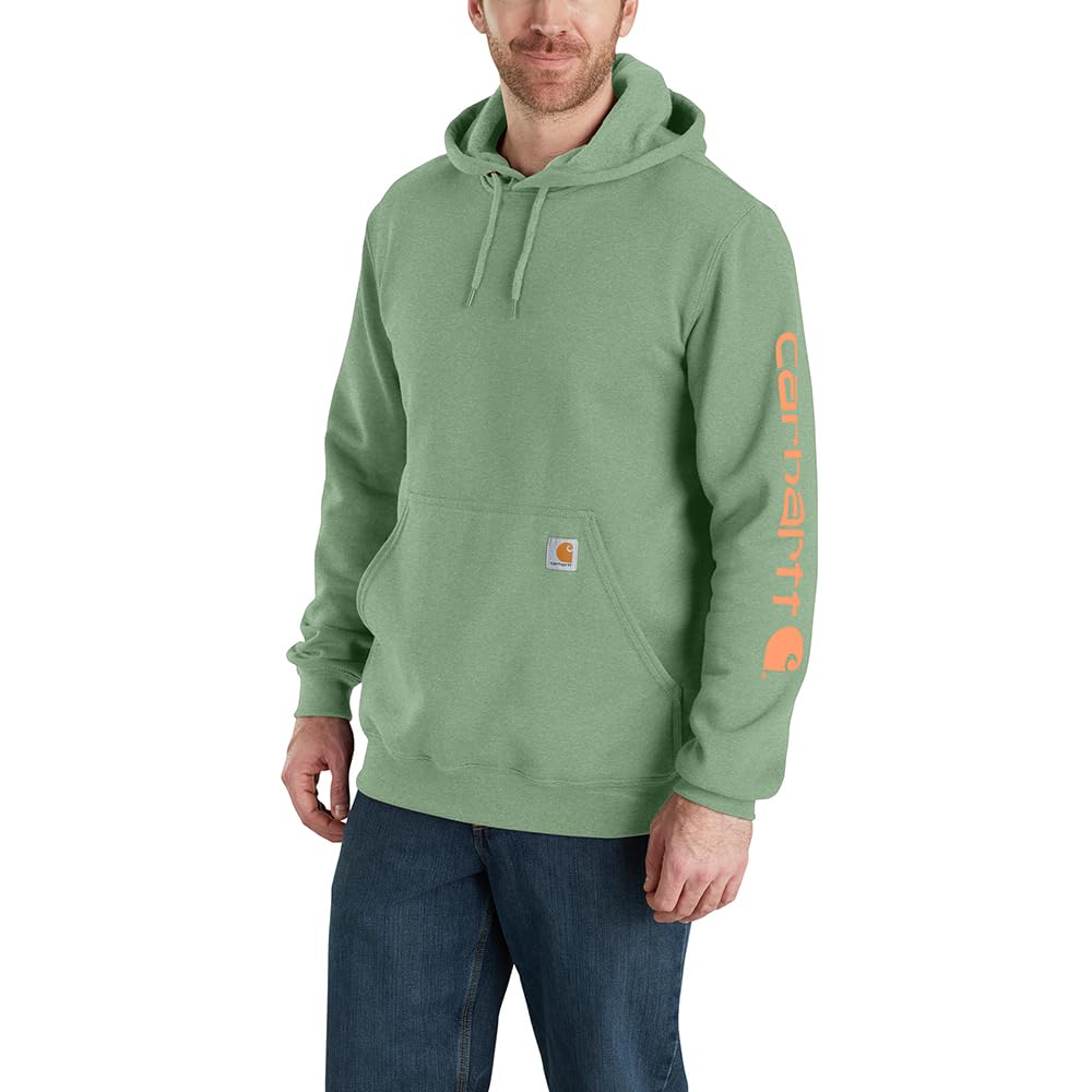 Carhartt Men's Loose Fit Midweight Logo Sleeve Graphic Sweatshirt, Loden Frost Heather