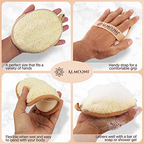 Almooni Natural Loofah Exfoliating Body Scrubber - 2 Pack