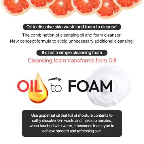 G9SKIN Grapefruit Vita Bubble Oil Foam (210g/7.40oz) ? 2-in-1 Double Cleanser with Vitamin-Rich Grapefruit and Plant Oils, Hydrating Deep Pore Cleansing for All Skin Types