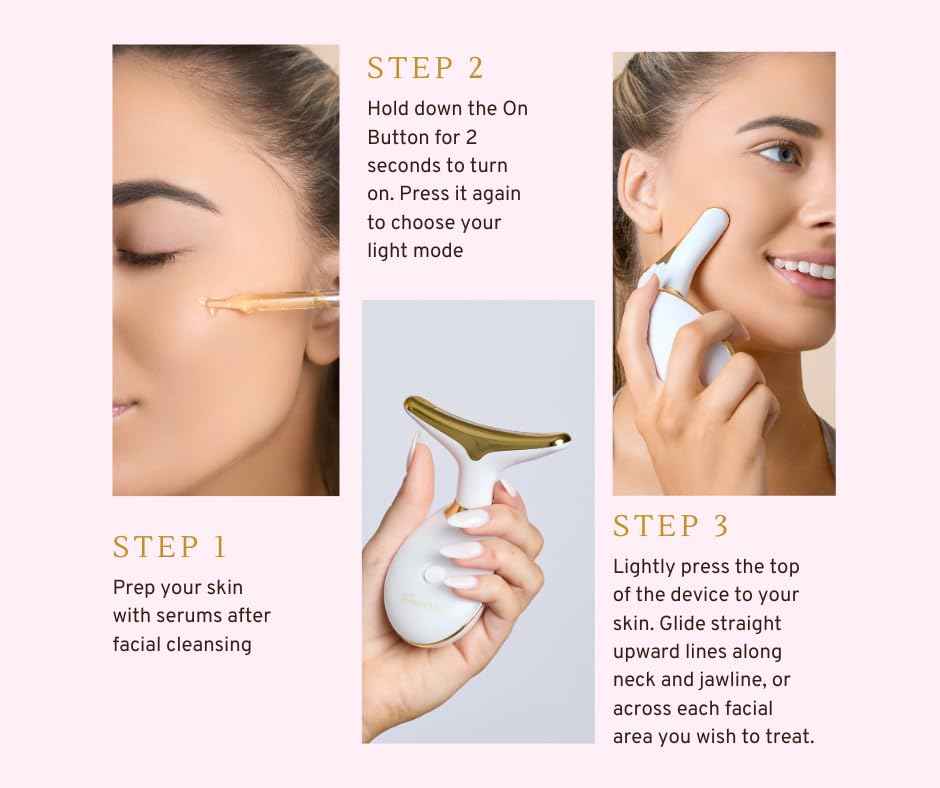 Red Light Therapy Face Massager Tool - with 7 LED Colors - Skin Care Beauty Device for Neck and Facial Tightening and Lifting