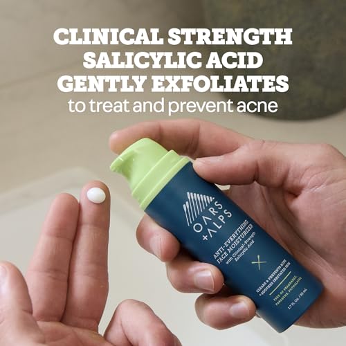 Oars + Alps Anti-Everything Facial Moisturizer with 1.0% Salicylic Acid Anti Acne Treatment, Fragrance Free Acne Fighting Face Moisturizer, Non-Greasy & Free of Parabens + Phthalates, 1.7 fl. oz