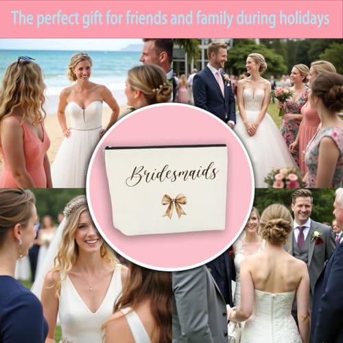 CHQIUCR Bridesmaids Cosmetic Bag 3-Pack Wedding Gift Travel Organizer