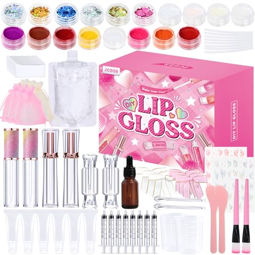 Jcoos Lip Gloss Set for Teens - DIY Lip Gloss Making Kit, Moisturizing Shine Beginner Fun