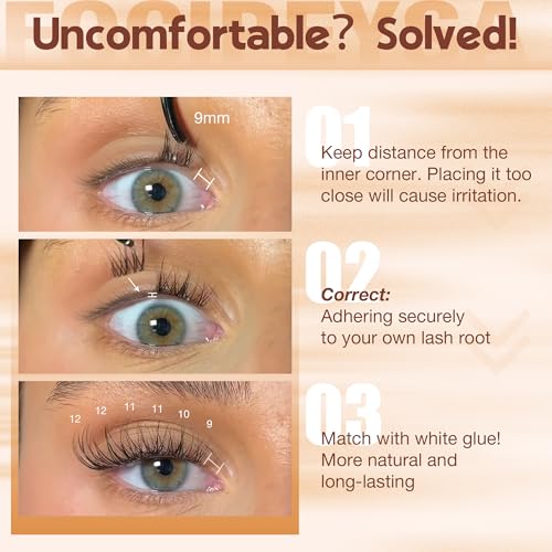 Natural Lash Clusters Velure Clusters Eyelash Kit 9-12mm Short Wispy Eyelash Extensions Kit with Lash Bond and Seal DIY Clusters Eyelash Extensions Kit for Clean Girl Makeup by Focipeysa (White Bond)