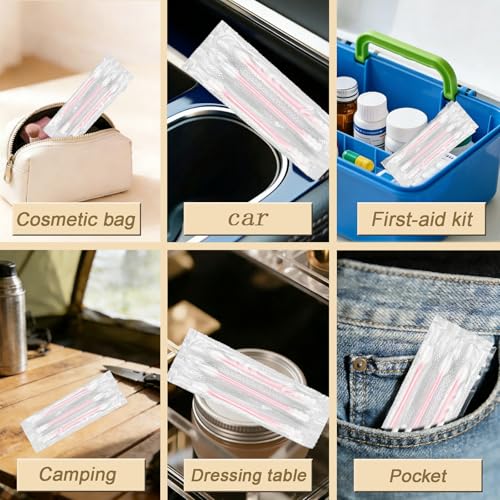 SLequipo 1000 Count Pink Individually Wrapped Cotton Swabs for Travel & Personal Care