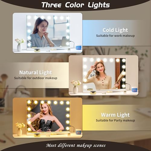 Vanity Mirror with Lights - 24x18 LED Makeup Mirror, 10X Magnifying, Touch Control