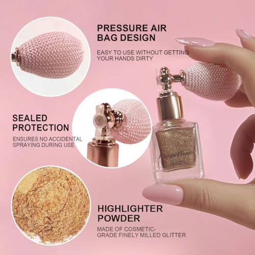 Mint Highlighter Spray, Professional Shiny Glitter Spray for Eyeshadow Face and Body Luminizers, Loose Shimmer Powder Makeup Mist for Women Kid Rave Outfits Festival Accessories