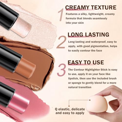 6-Color Cream Contour Stick Makeup Kit - Highlighter & Bronzer