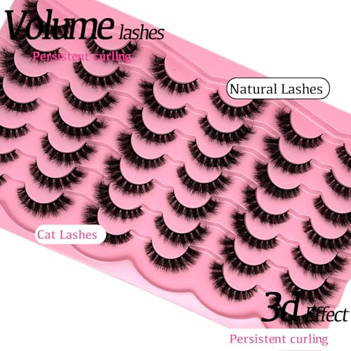 21 Pairs 3D Fluffy Cat Eye Faux Mink False Lashes