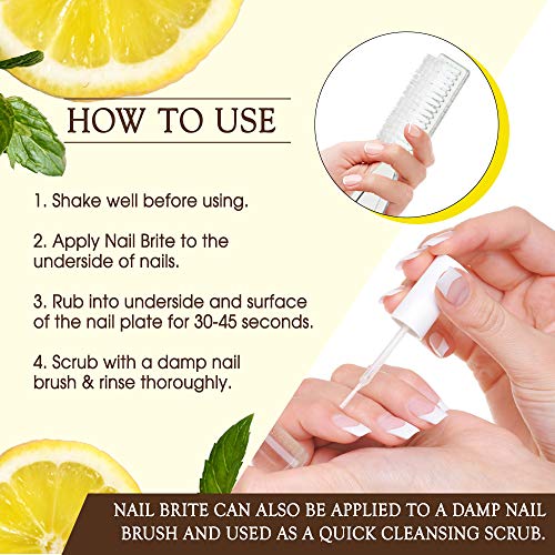 Gena Nail Brite Whitening Scrub with Brush - Brightening Nail Treatment, 4 oz