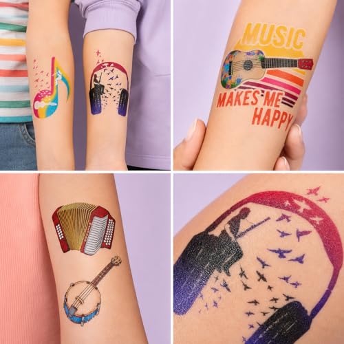 96 PCS Musical Instrument Temporary Tattoos for Kids