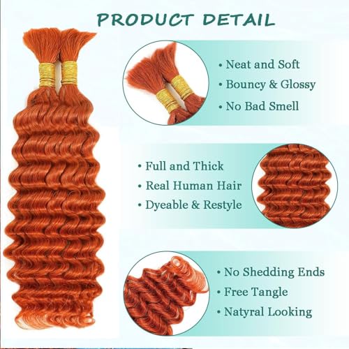 Ginger Boho Deep Wave Human Hair Extensions - 22 Inch, 350g